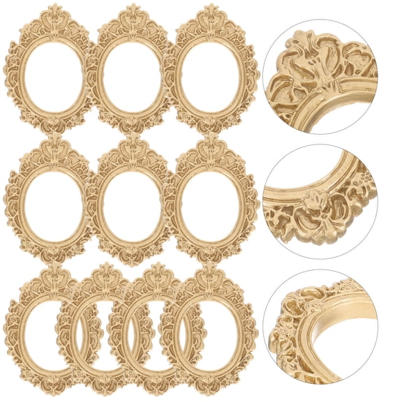 GOOHOCHY 10Pcs Golden Compact Resin Frame Resin Oval Shape DIY Makers