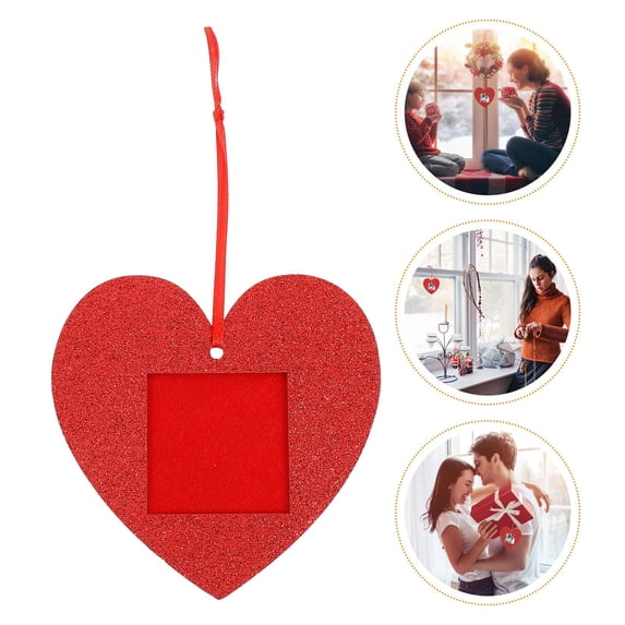 GOOHOCHY 10Pcs Heart Shape Valentines Day Photo Frame with Felt and Sequins