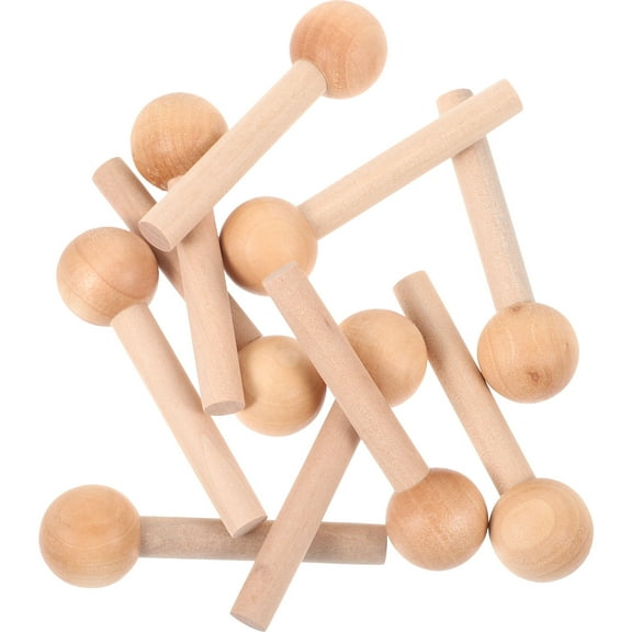 GOOHOCHY 10Pcs Wooden Pegs for Wall Organizer Peg Board Light Yellow Round Sleek Appearance Artisans