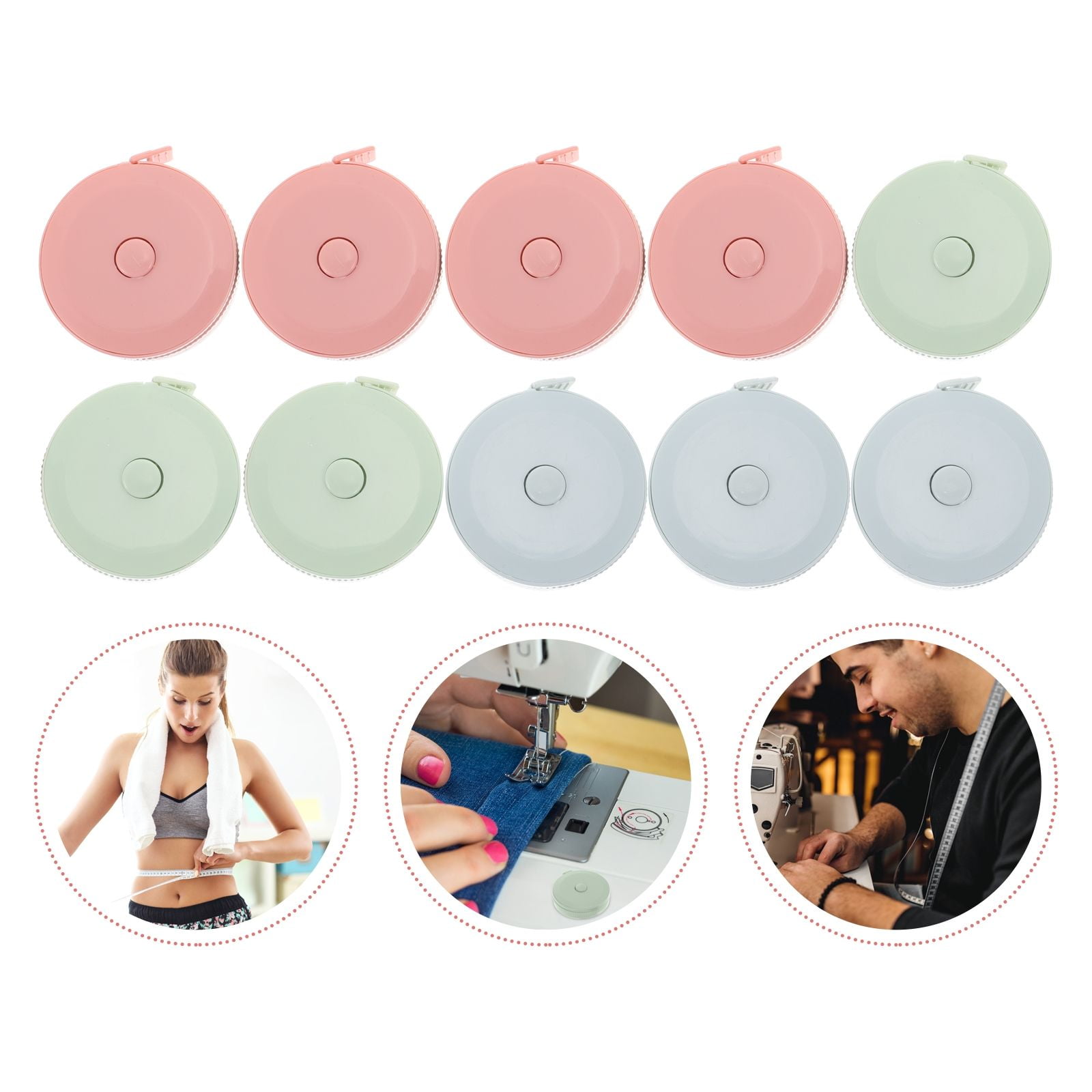 GOOHOCHY 10pcs 1.5m Round Plastic Tape Measure Flexible Mini Beautiful ...