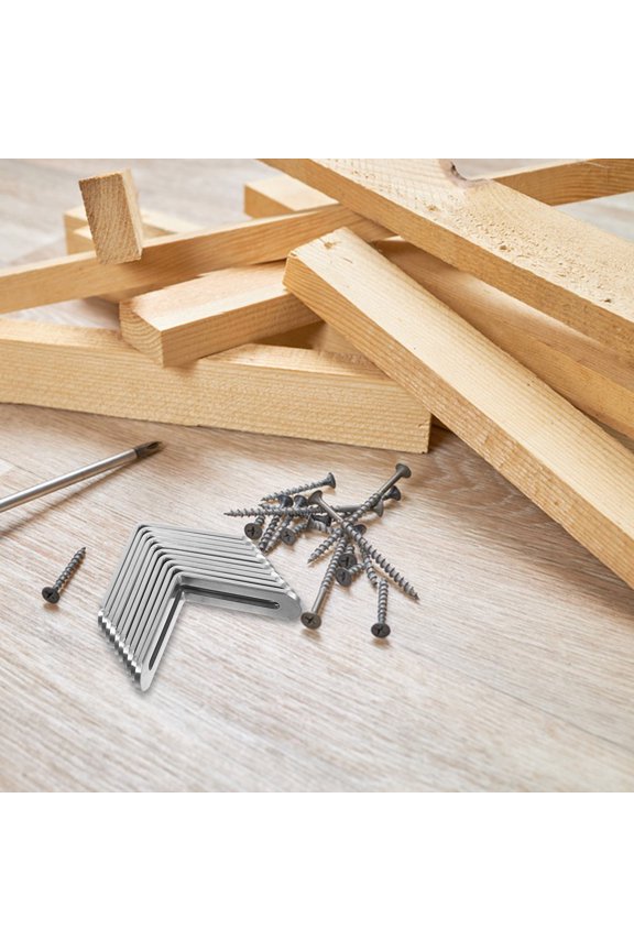 10-Pack Heavy-Duty Adjustable Stainless Steel L Brackets, Thick Corner Braces for Wood Shelves, Cabinets, and Household Hardware