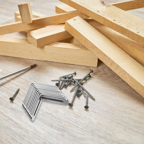 GOOHOCHY 10pcs Adjustable Stainless Steel L Shape Brackets Heavy-Duty Corner Braces for Shelves Thickened Brackets for Wood Shelf Cabinet and Household Hardware