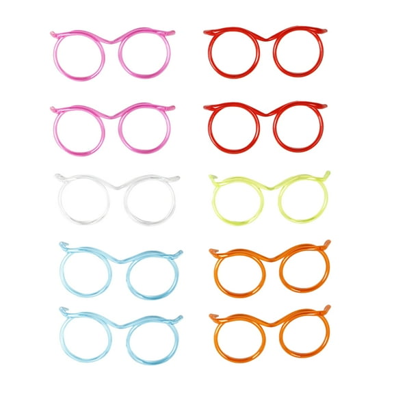 GOOHOCHY 10pcs Disposable Straw Funny Straw Eyeglasses Shaped Straw for Birthday Party