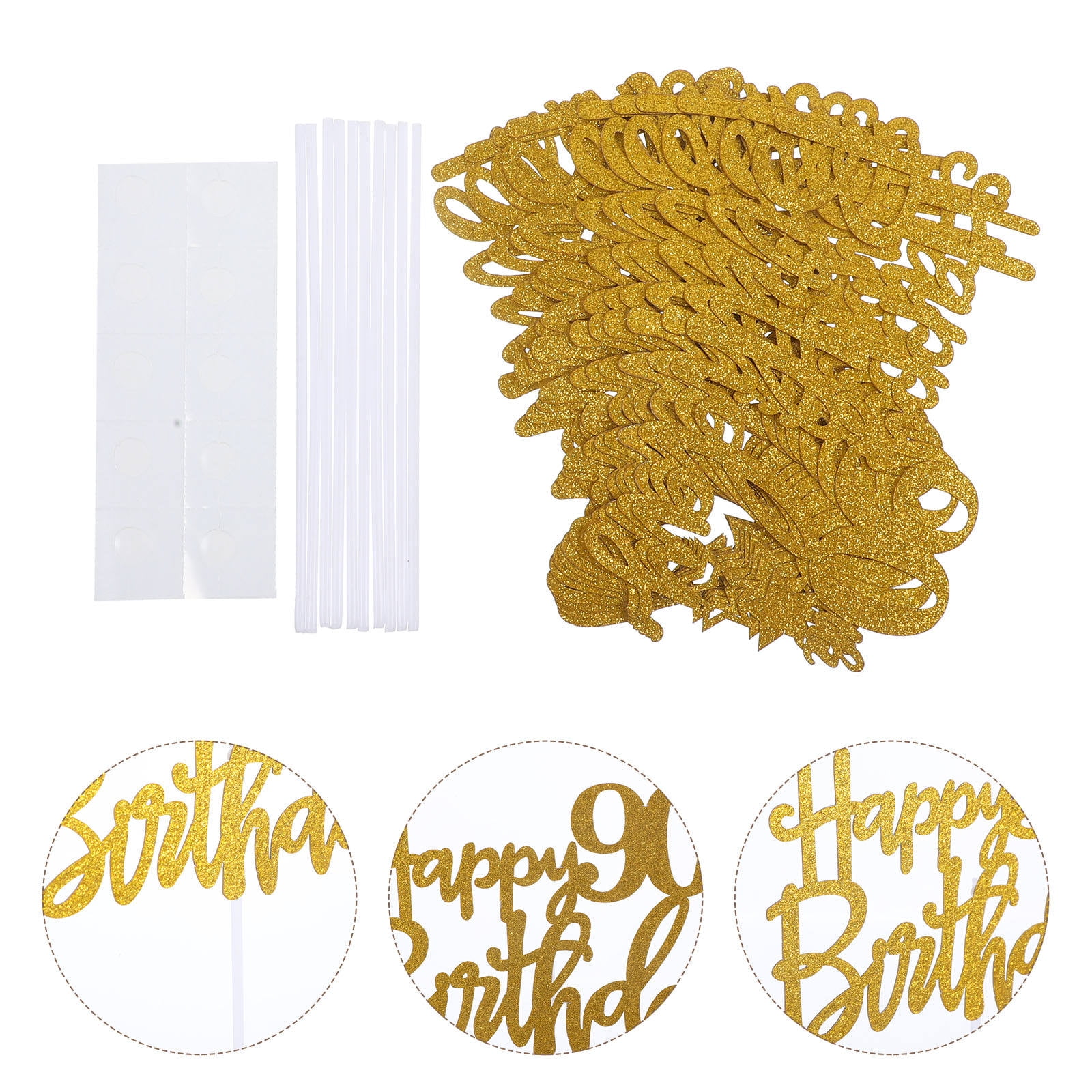 GOOHOCHY 10pcs Glitter 90th Birthday Centerpiece Cake Sticks Cake Inserted Ornaments