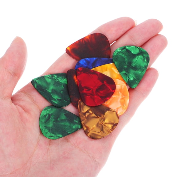 GOOHOCHY 10-Pack Colorful Shiny Guitar Picks for Guitar, Bass, Ukulele, Mandolin, Banjo Accessories