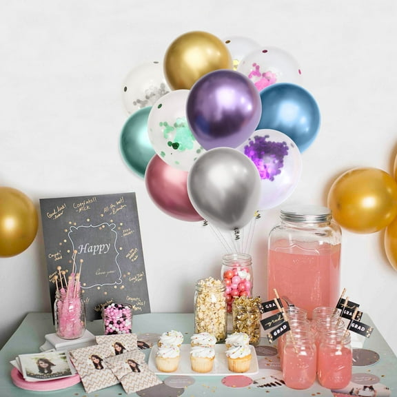 GOOHOCHY 10pcs Paper Scrap Balloon Beautiful Decor Latex Balloon for Birthday Party Festival (Purple 12inch, 5g)