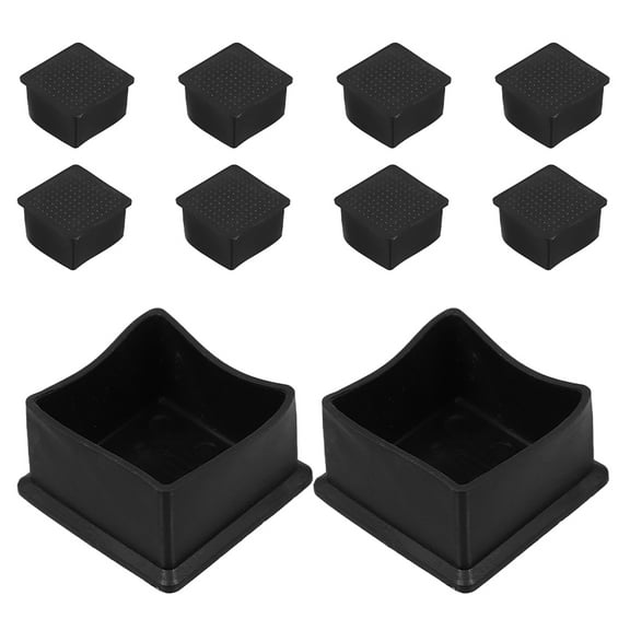 GOOHOCHY 10pcs Soft Furniture Feet End Cap Tips Floor Protector for Chair Table Square Chair Leg Floor Protectors Anti-Slip Rubber Chair Leg Covers Square Leg End Caps