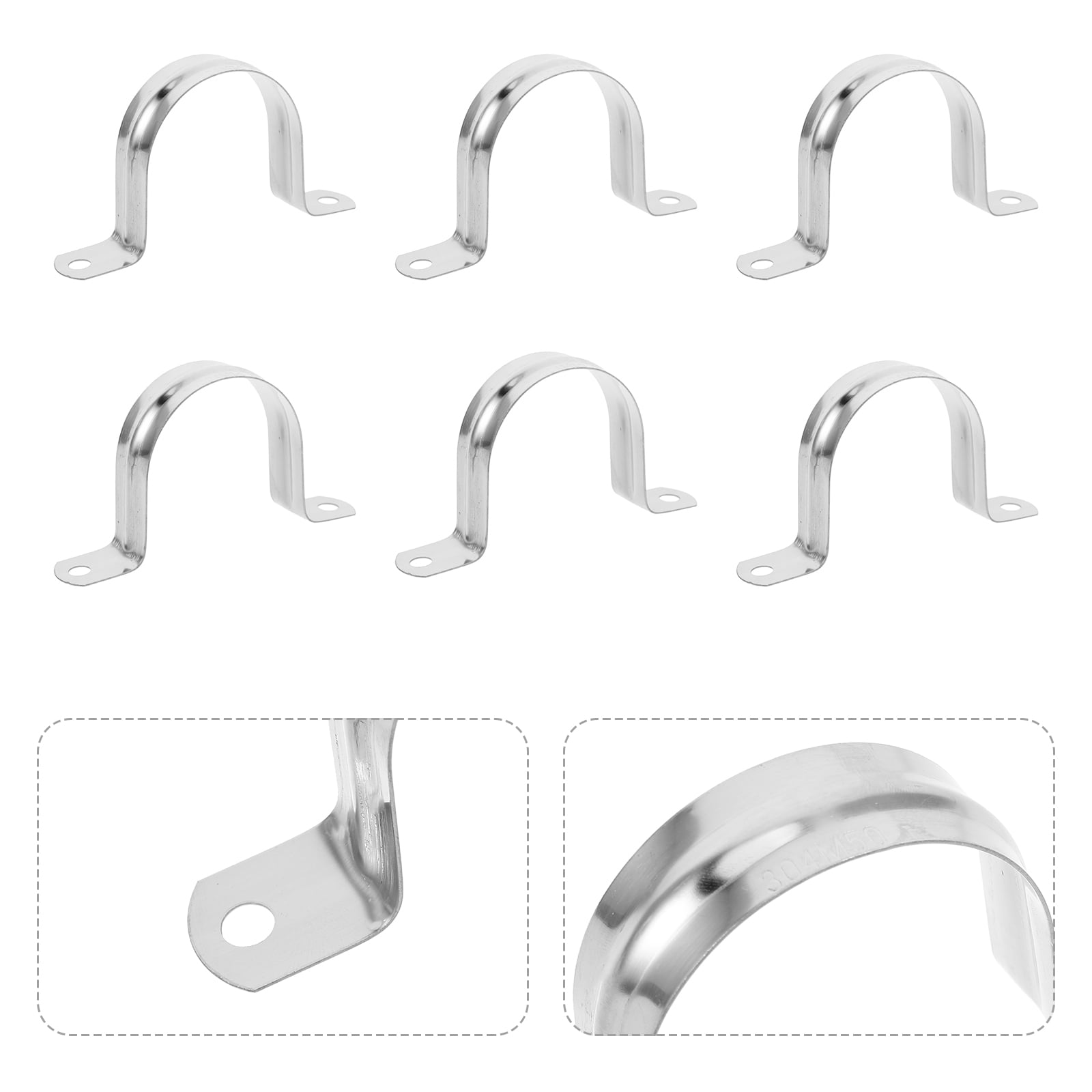 Jiozermi 6 PCS 32MM Black U-Tube Strap Clamp, 2 Hole Stainless Steel Rigid Pipe