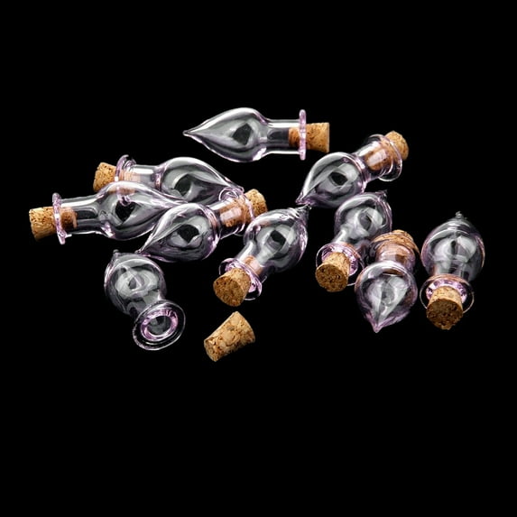GOOHOCHY 10pcs Waterdrop Shape Mini Glass Bottles Jars with Cork Wish Note Craft Bottle (Clear)
