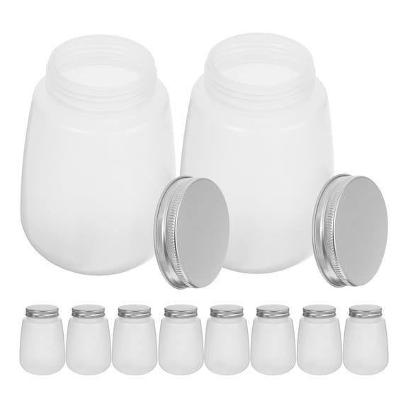 GOOHOCHY 10pcs Wide Mouth Water Bottles Plastic Bottles Bulk Beverage Containers For Milk Tea Hot Drinks For Takeout Parties Office