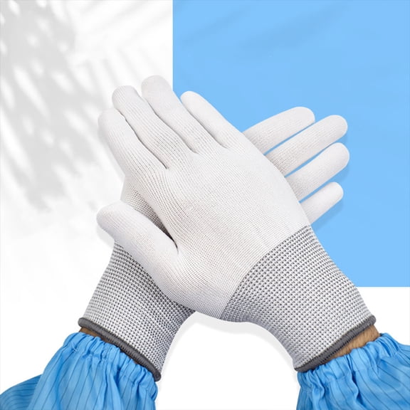 Mobutofu 12Pairs Protective Anti Static Coated Gloves with Ergonomic Palm for Pc Assembly