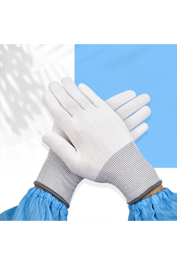 12Pairs Protective Anti Static Coated Gloves with Ergonomic Palm for Pc Assembly