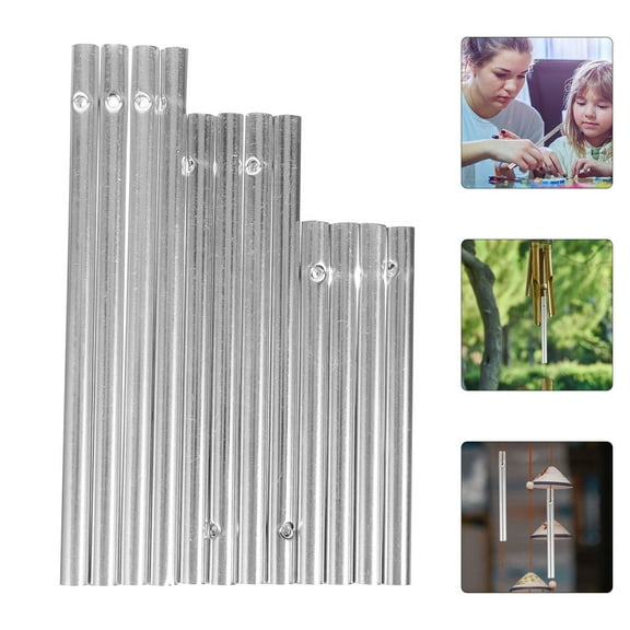 GOOHOCHY 12 Pcs Garden Bells Wind Chime Tubes Bulk DIY Kit Chimes Silver