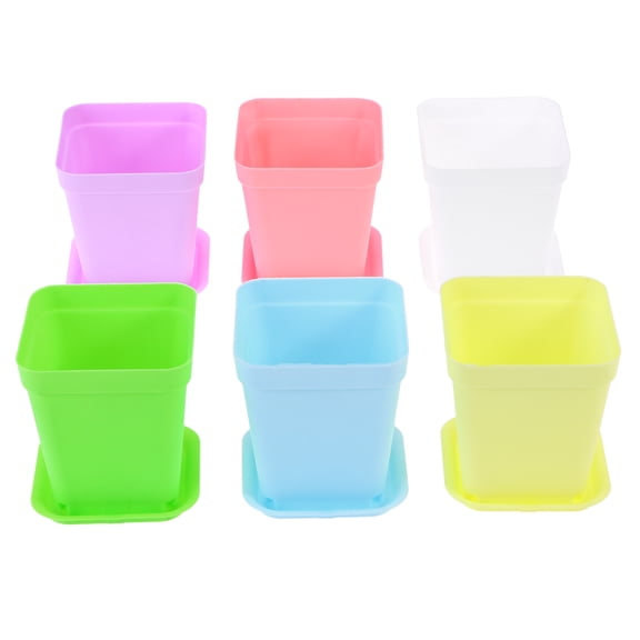 Mobutofu 12-Pack Plastic Flower Pots with Drainage Pallets, Assorted Colors, and Lightweight for Indoor and Outdoor Plants