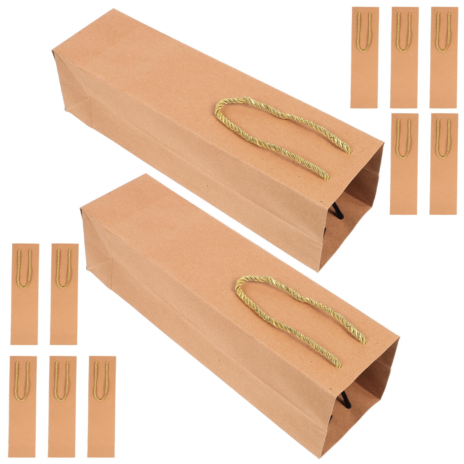 Kraft Paper Wine Bottle Bags With Handles - Pack Of 20 Brown Gift Bags