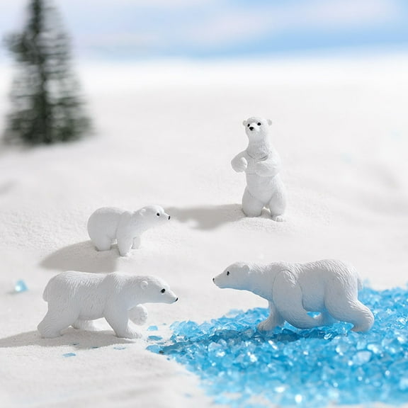 GOOHOCHY  12 Pcs Miniature Bear Figurines for Crafts Polar Ornaments