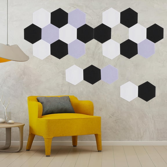 GOOHOCHY 12Pcs Hexagon Acoustic Panels Felt Wool Polyester Blend Sound Insulation Material For Indoor Use