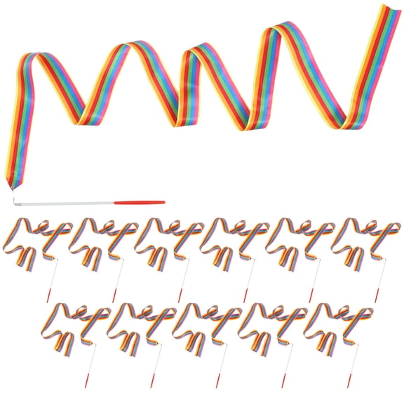 GOOHOCHY 12 Pcs Rhythmic Gymnastics Streamers Rainbow Dance Ribbon Child