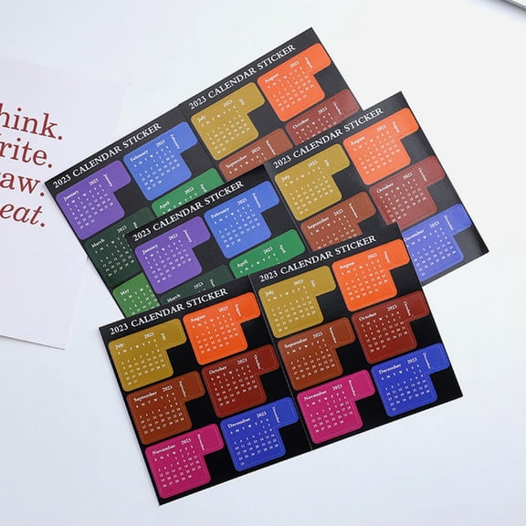 GOOHOCHY  12 Sheets Notebook Journal Stickers Monthly Tabs DIY Sticky Student Office