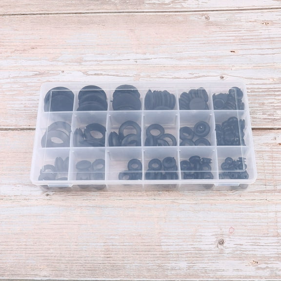 GOOHOCHY 125pcs Black Rubber Seal Ring Type Rubber Grommets Retaining Ring Set Gasket Kits with Plastic Box