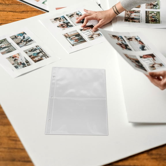 GOOHOCHY 12PCS Clear A5 Photo Album Refill Pages Protector Card Sleeves Binder Postcard Pockets Reusable Photo Storage Sheets