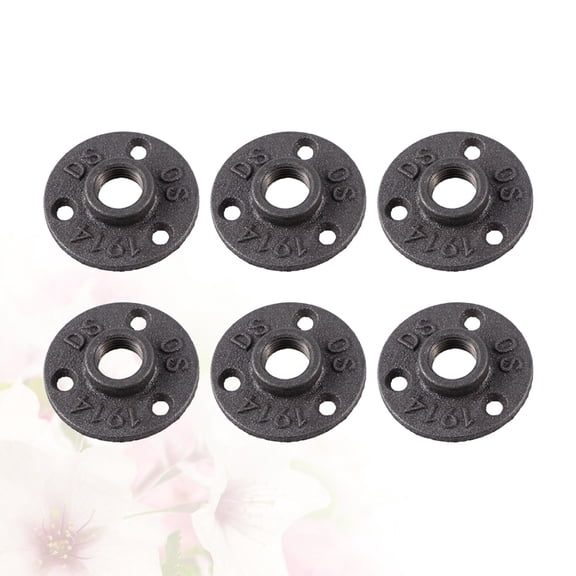 GOOHOCHY 12Pcs 1/2" Black Malleable Cast Iron Fittings Floor Flange Antique Fixed Base Wall Mounted Fittings