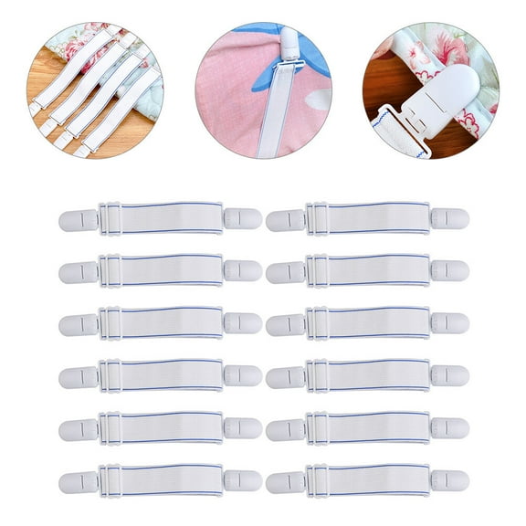 GOOHOCHY 12Pcs Bed Sheet Tightener Heavy Duty Grippers White Plastic Canvas