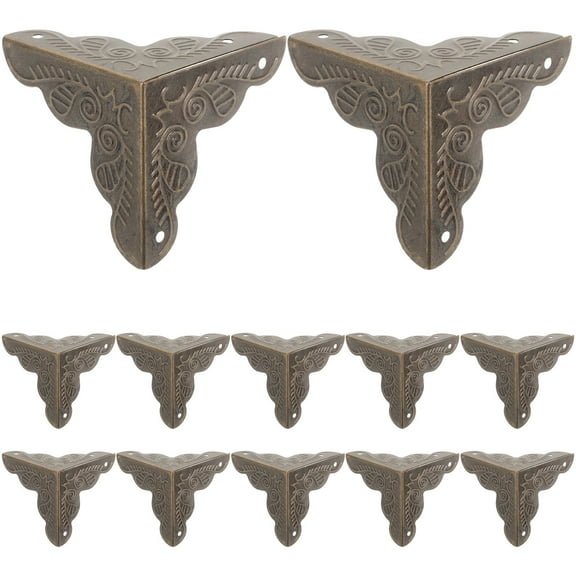 GOOHOCHY 12Pcs Corner Protector Decorative Metal Furniture Edge Cover Protector Wooden Box Corner Guard