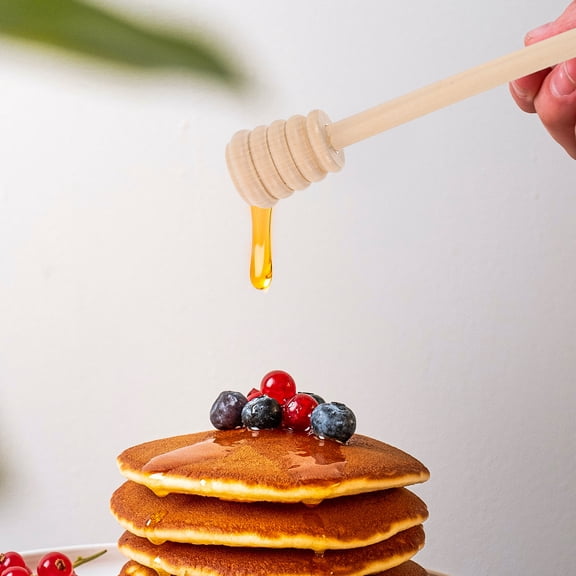 GOOHOCHY Set of 12 Reusable Wooden Honey Dippers in Khaki - Perfect for Honey Jars, Beverages, and Kitchen Use