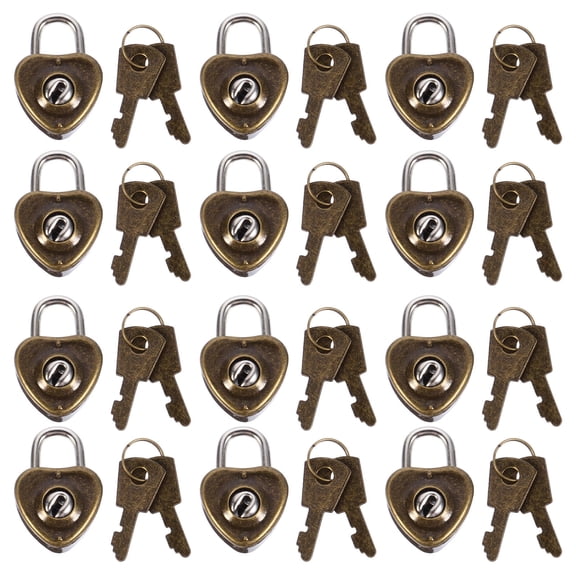 ADDHAT Heart Shaped Padlock With Key 12Pcs For Luggage