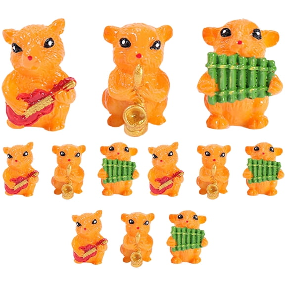 FUTUREORYY Mini Hamster Decoration Realistic Appearance Resin Hamster Statues 12Pcs