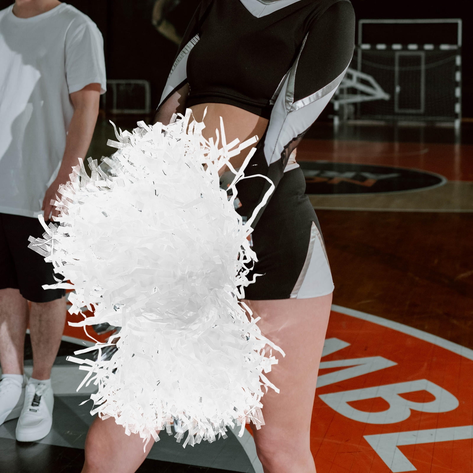 GOOHOCHY 12pcs Metallic Cheerleading Pom Poms for Dance Teams, Sports Events, and Cheerleaders with Flower Design