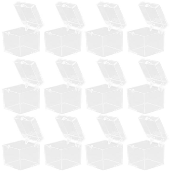 GOOHOCHY 12pcs Clear Cube Mineral Boxes Small Stone Mineral Specimen Collection Boxes Display Box