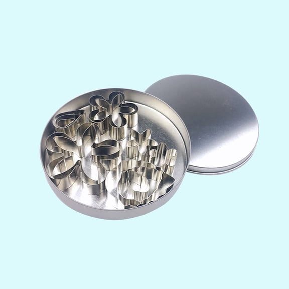 Mobutofu 12Pcs Stainless Steel Flower Cutters for Cake Decorating and Cookie Baking