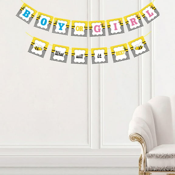 GOOHOCHY 12x12cm Yellow Baby Gender Disclosure Banners Set What will It Bee Decorative Bunntings Kit Party Decoration for Baby Shower Birthday