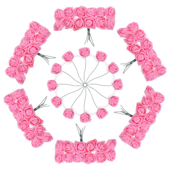GOOHOCHY 144Pcs Mini Rose Pink Realistic for Floral Arrangement and Craft Enthusiasts