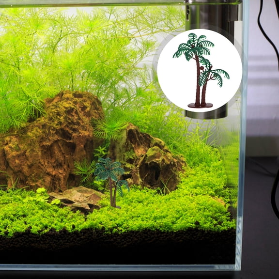 GOOHOCHY 15 Pcs Artificial Coconut Tree Seaside 7.00X6.40X4.50CM Green