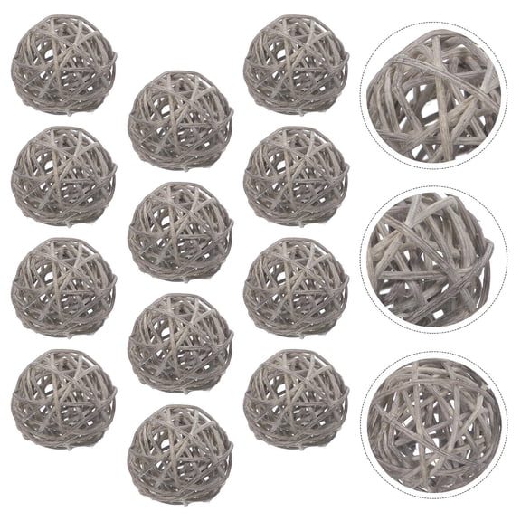 GOOHOCHY 15Pcs Natural Rattan Balls Vine Plastic Wood Bamboo Round Simple Diy Craft Home Decor