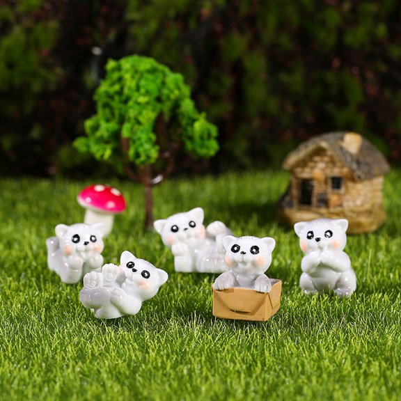 BRIGHTFUFU Miniature Cat Statues Resin Assorted Color 15Pcs 0.9In X 0.8In X 0.7In