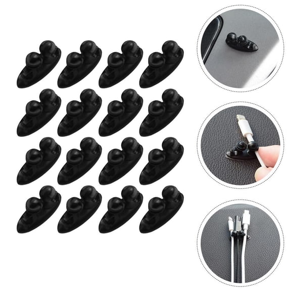 GOOHOCHY  16 Pcs Cable Management Clip Wire Holders Black Organizer