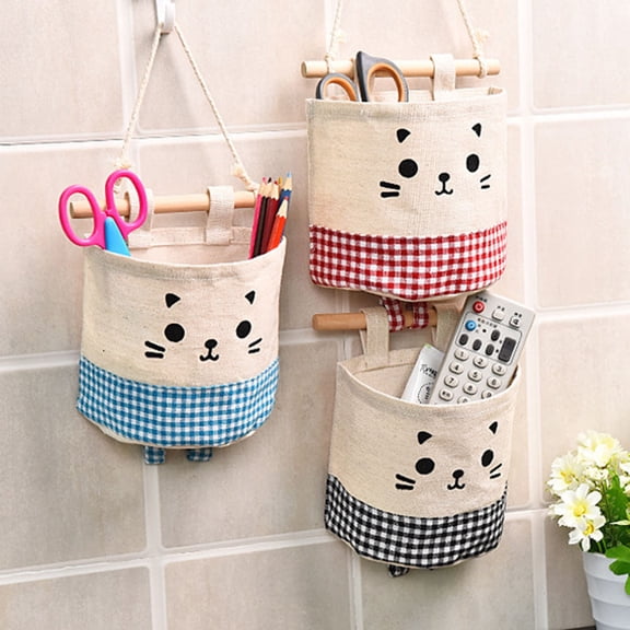GOOHOCHY 1Pack Blue Rectangular Toy Storage Box for Bathroom Organization Linen and Cotton Material