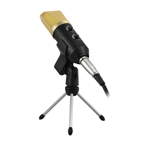 GOOHOCHY 1Pack Condenser Microphone for Broadcasting Golden Color Cylindrical Shape Reverberation Echo