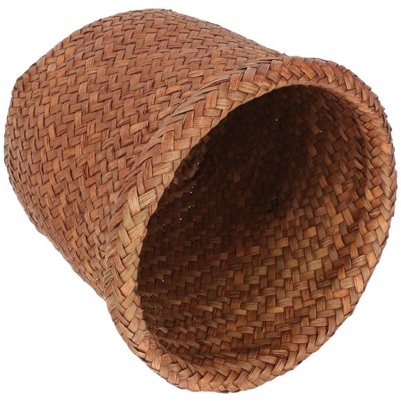 HONMEET Woven Coffee Trash Can for Indoor Use Simple Style Household Storage
