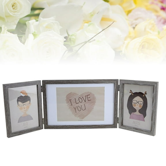 GOOHOCHY 1Pack Fold Photo Frame Dark Color Wooden Home Decor Picture Frame 11 8x6 7x0 6in