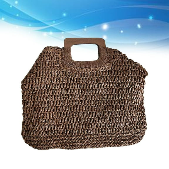 GOOHOCHY 1Pack Rectangular Woven Straw Handbag with Polyester Lining for Women