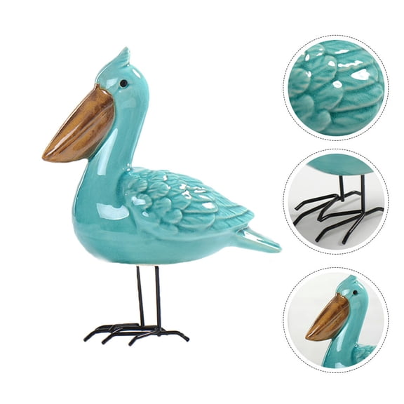 Mobutofu 1Pc Sky Blue Ceramic Bird Figurine Desktop Adornment Tabletop Decor