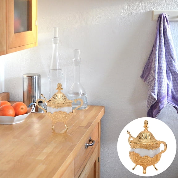 GOOHOCHY 1Pc Candy Jar Decorative Seasoning Jar Kitchen Spice Tank Storage Jar (Golden)