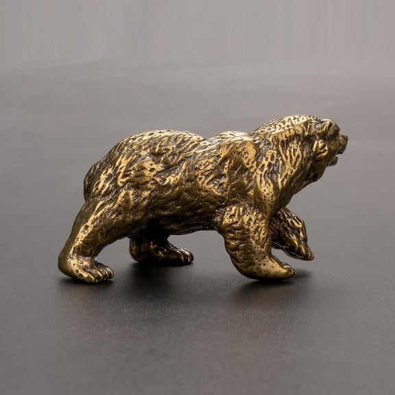 GOOHOCHY 1Pc Retro Desktop Polar Bear Model Decorative Tea Pet Antique Brassware (Golden)