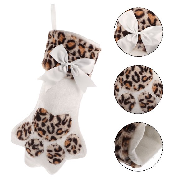 GOOHOCHY 1Pcs Cat Bag White Cloth present Storage Traditional Style Socks Shape Stocking Bag