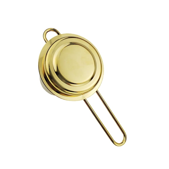 GOOHOCHY 1Pcs Golden Round with Handle Stainless Steel Tea Infuser for Loose Leaf Tea Making Accessories 11.8x2.9in